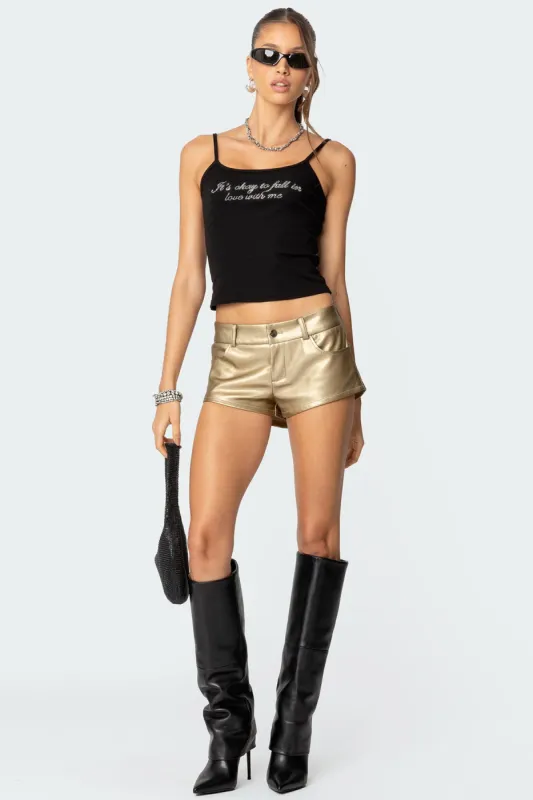 Melodi Faux Leather Micro Shorts sold by Edikted