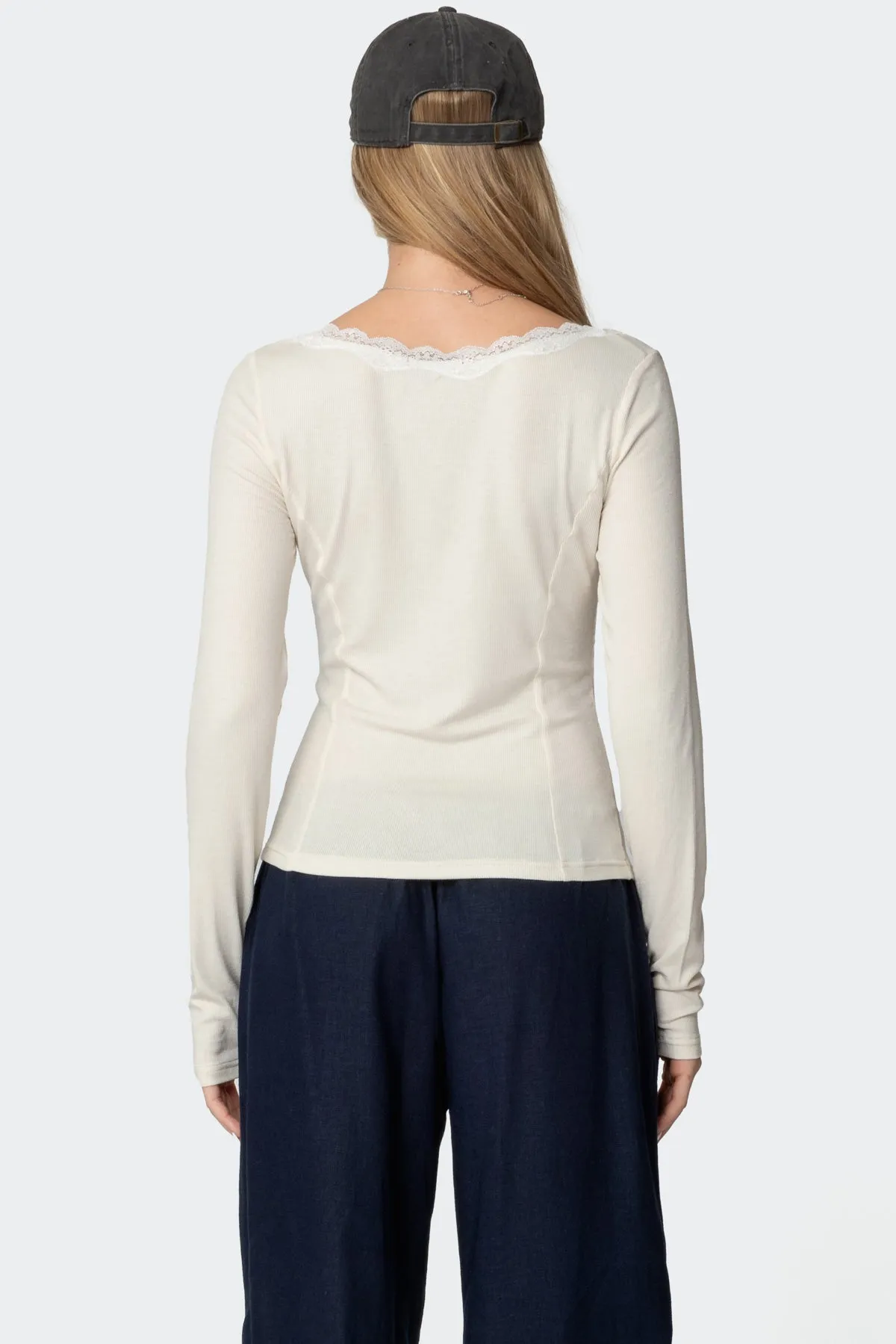 Mel Lace Trim V Neck Top sold by Edikted product image thumbnail 5