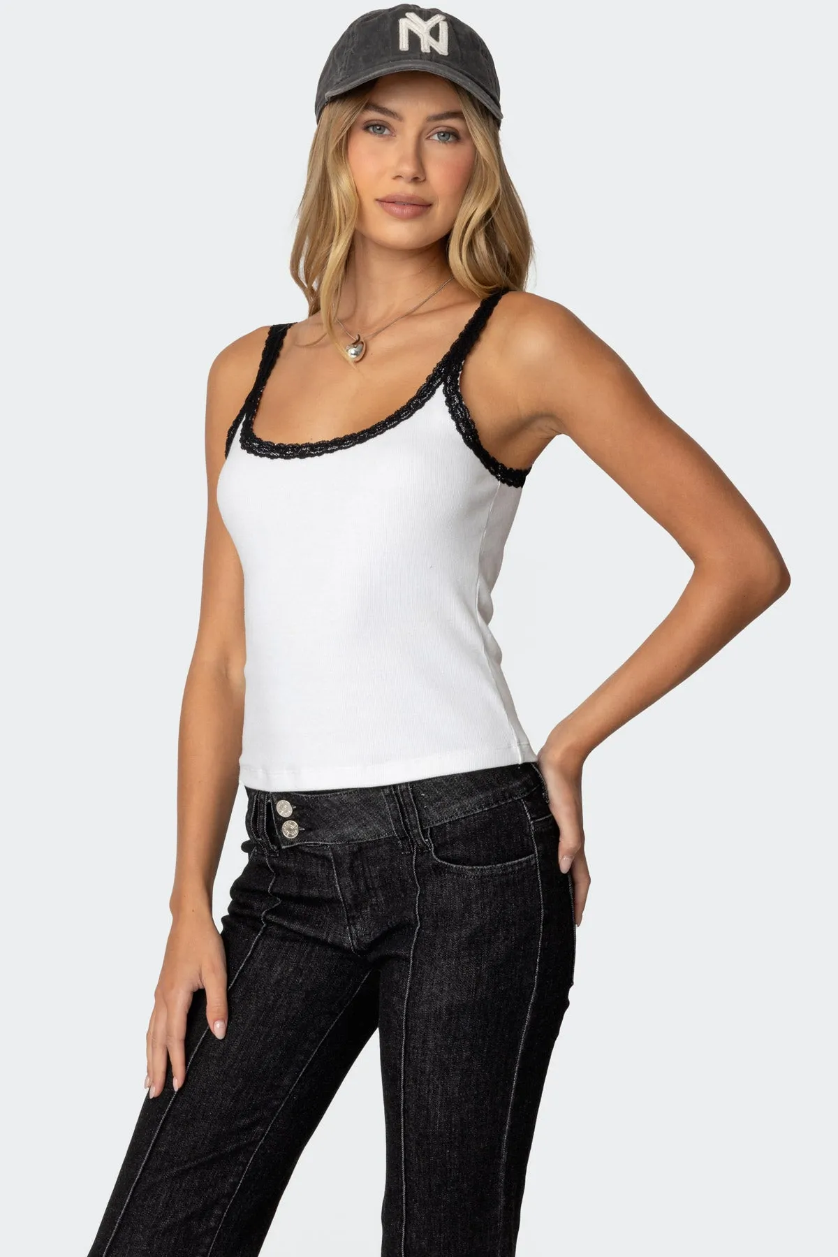Jude Lacey Ribbed Tank Top sold by Edikted product image thumbnail 3