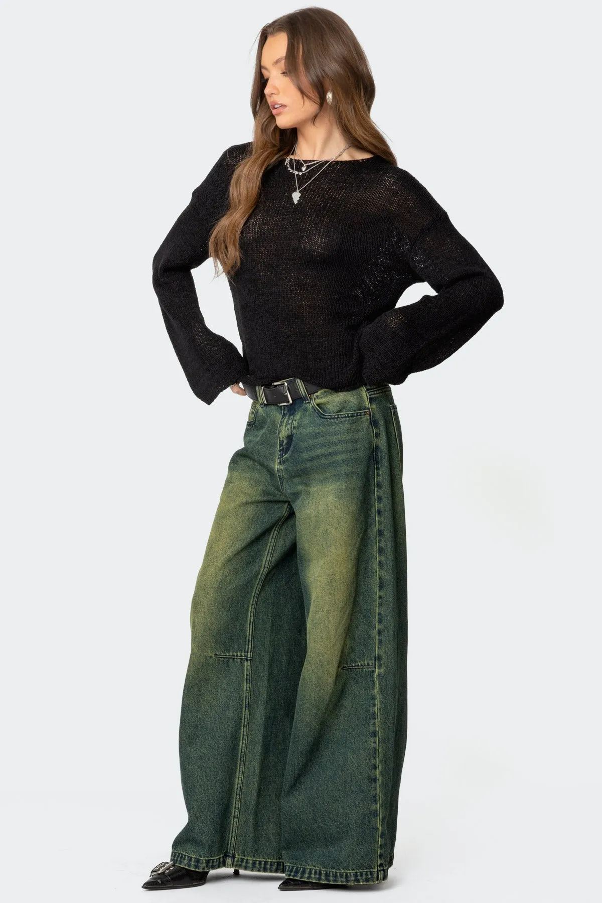 Shawn Washed Low Rise Baggy Jeans sold by Edikted product image thumbnail 3