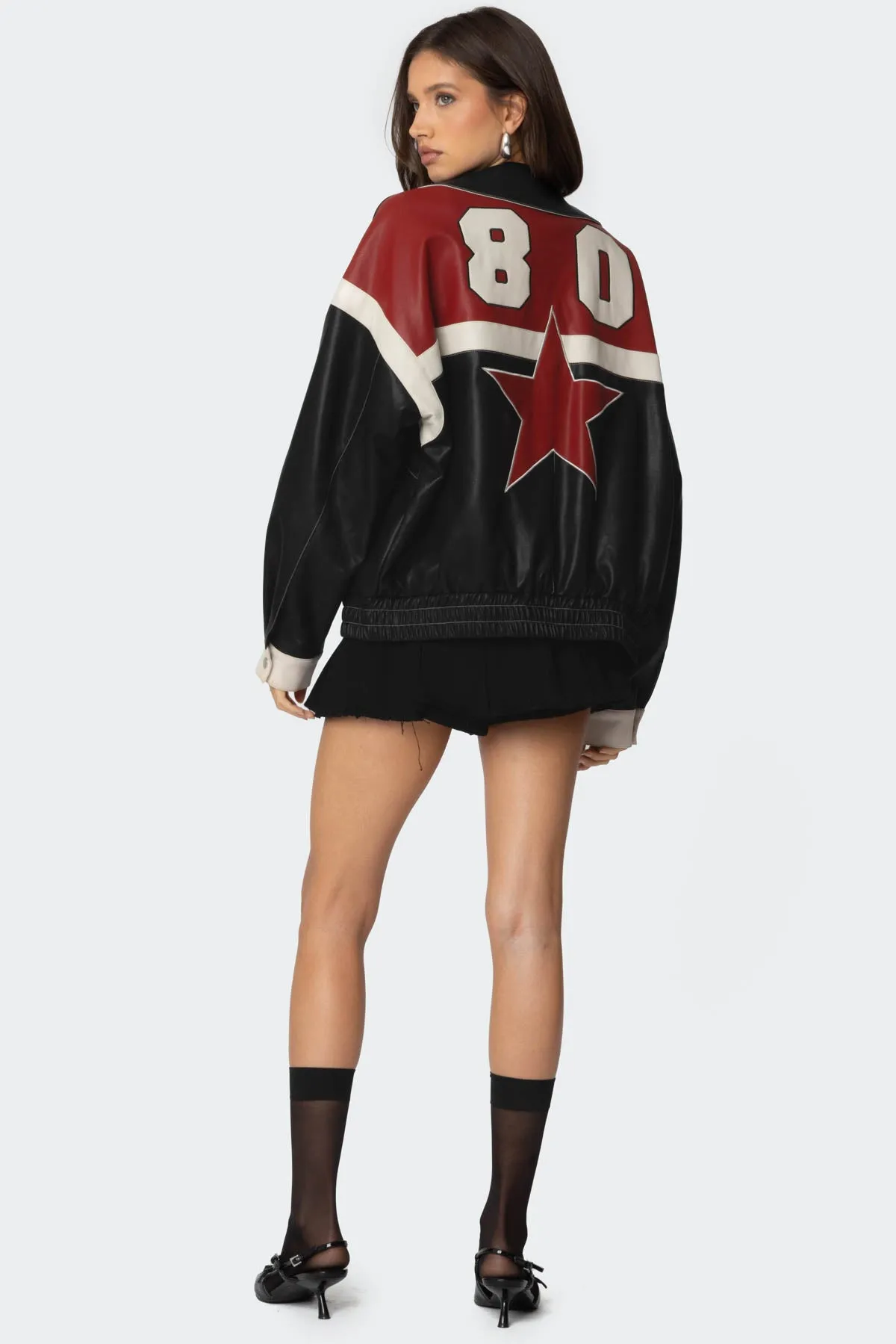 North Star Faux Leather Jacket sold by Edikted product image thumbnail 4