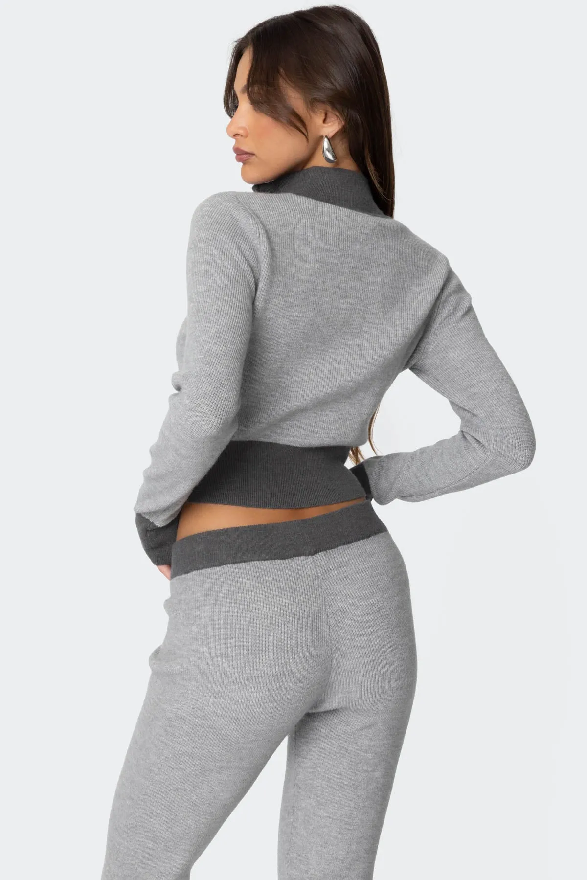 Lei Contrast Half Zip Knit Top sold by Edikted product image thumbnail 5