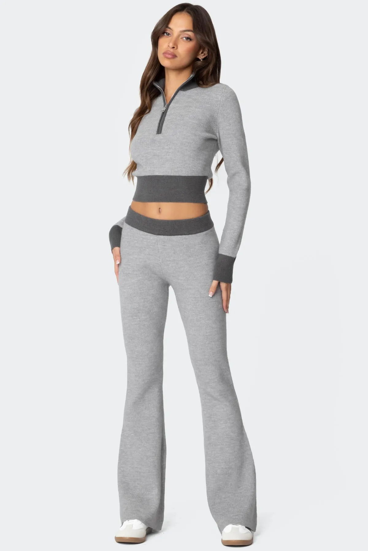 Lei Contrast Half Zip Knit Top sold by Edikted product image thumbnail 4