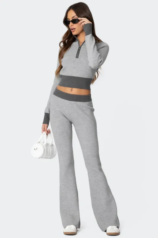 Lei Contrast Knit Flared Pants sold by Edikted