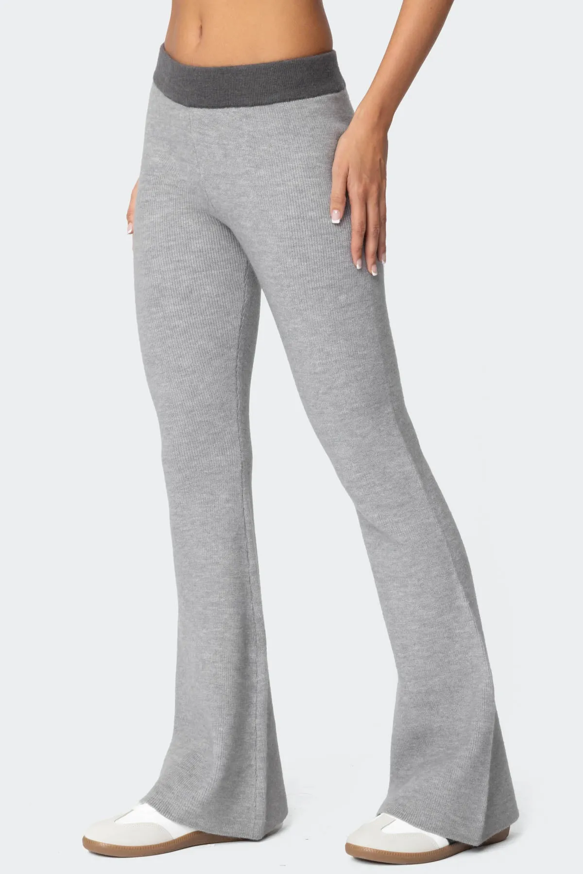 Lei Contrast Knit Flared Pants sold by Edikted product image thumbnail 2