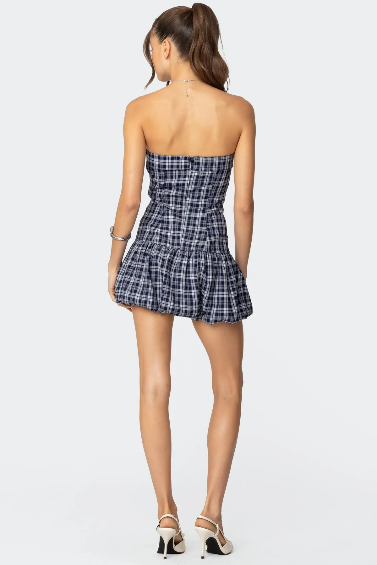 Plaid Strapless Bubble Mini Dress sold by Edikted product image thumbnail 5