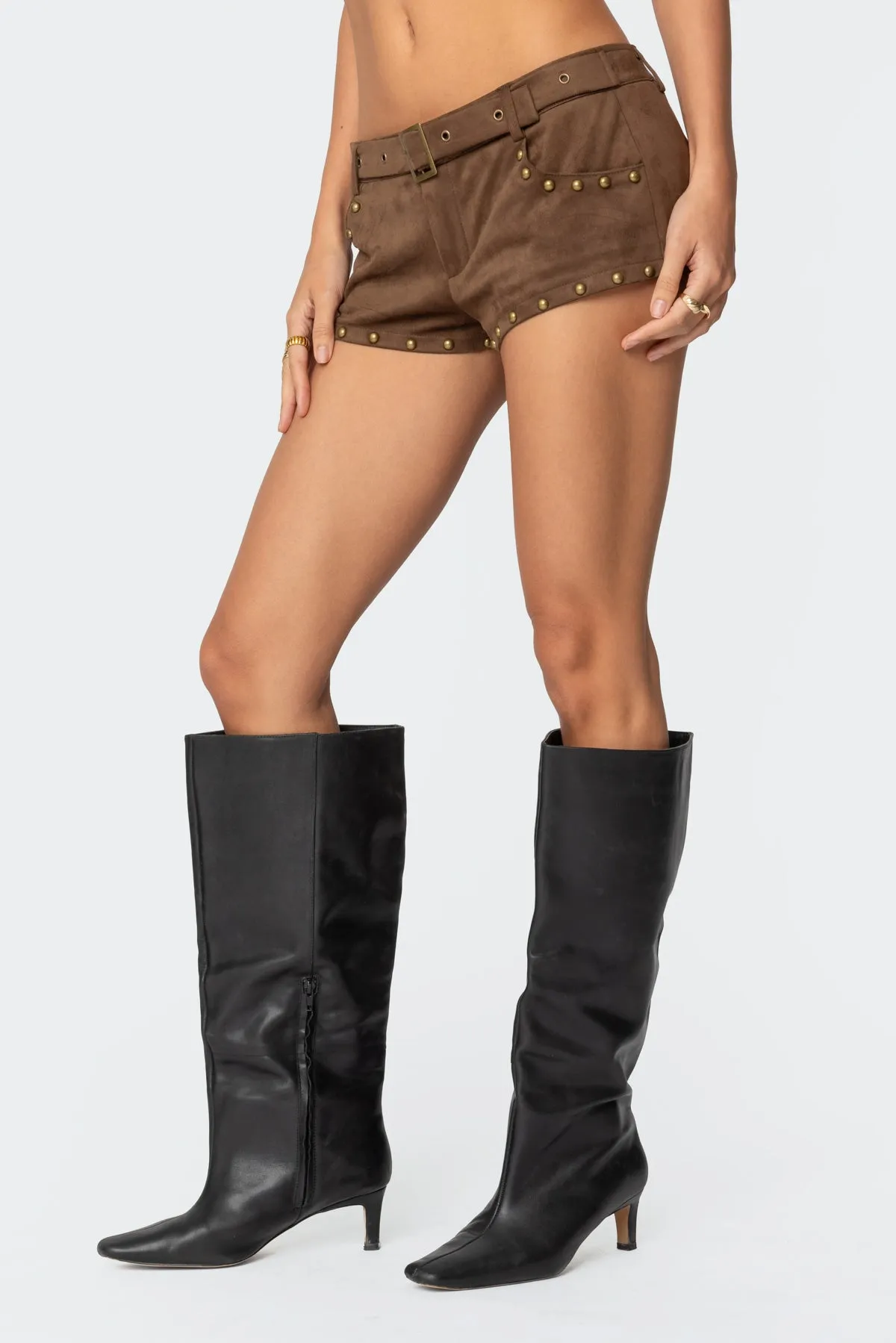 Studded Faux Suede Micro Shorts sold by Edikted product image thumbnail 3
