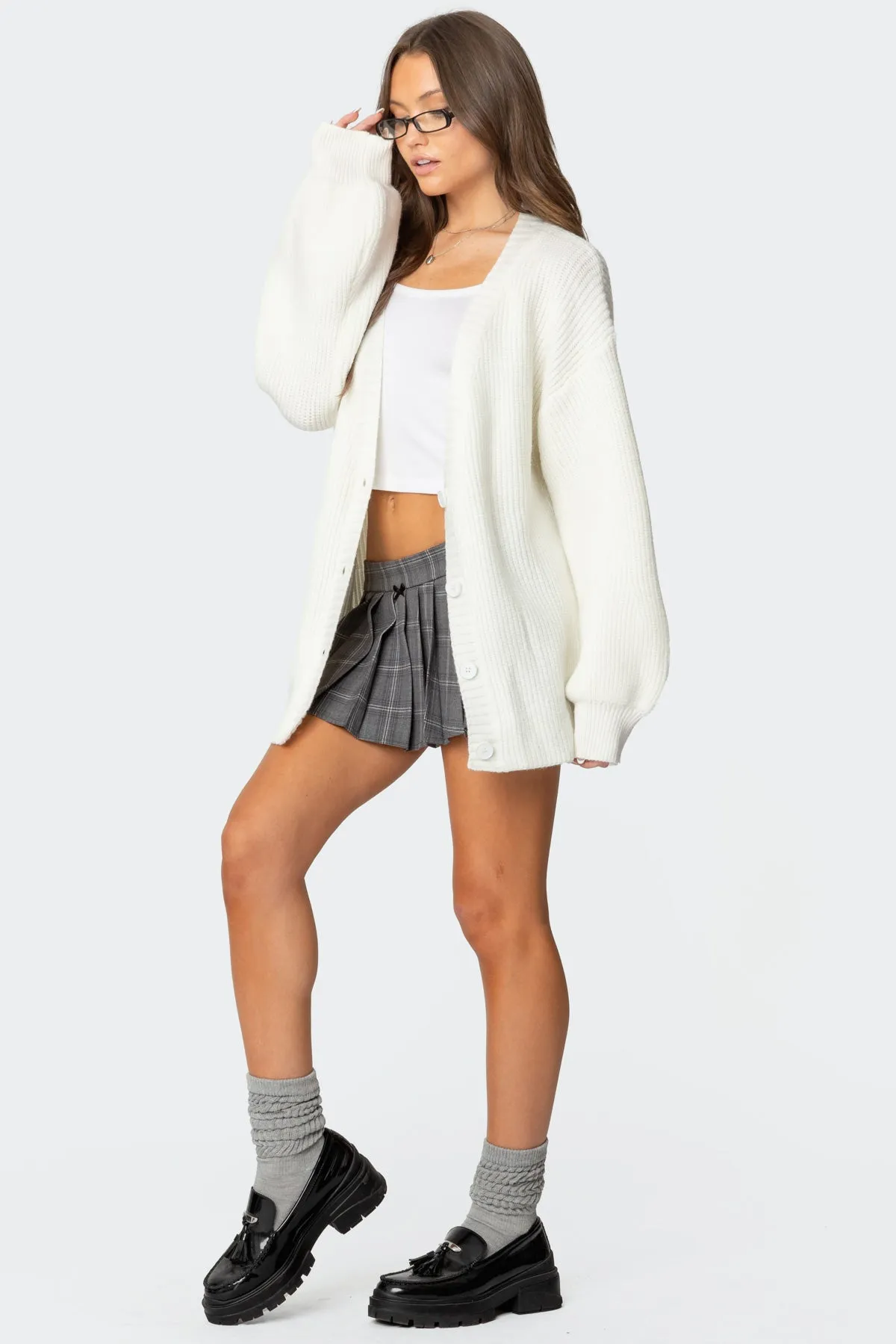 Mathilde Oversized V Neck Cardigan sold by Edikted product image thumbnail 4