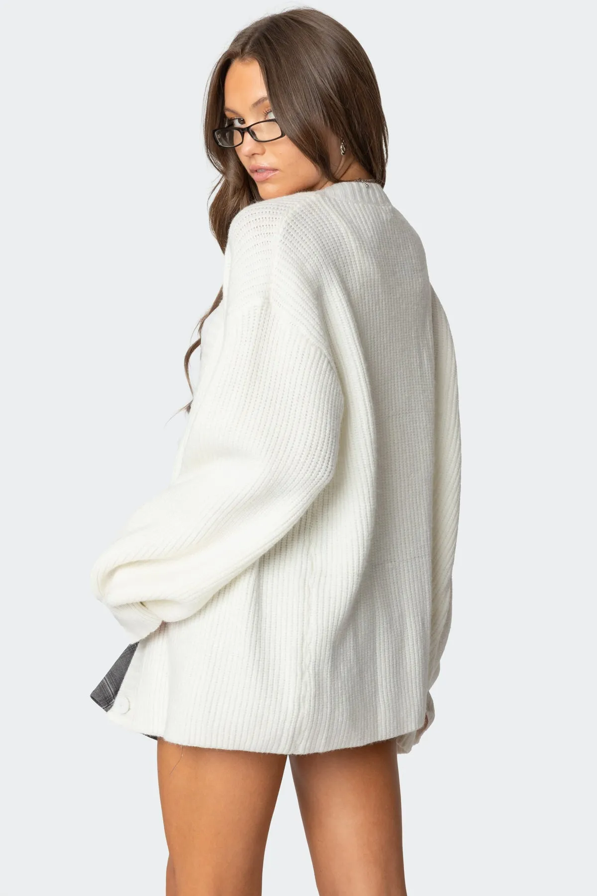 Mathilde Oversized V Neck Cardigan sold by Edikted product image thumbnail 5