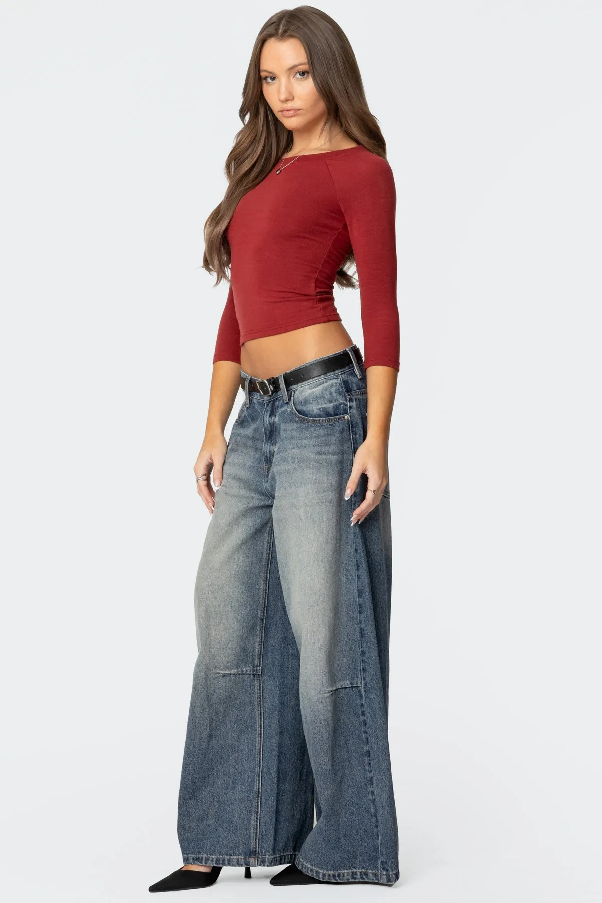 Mary Quarter Sleeve Wide Neck Top sold by Edikted product image thumbnail 3