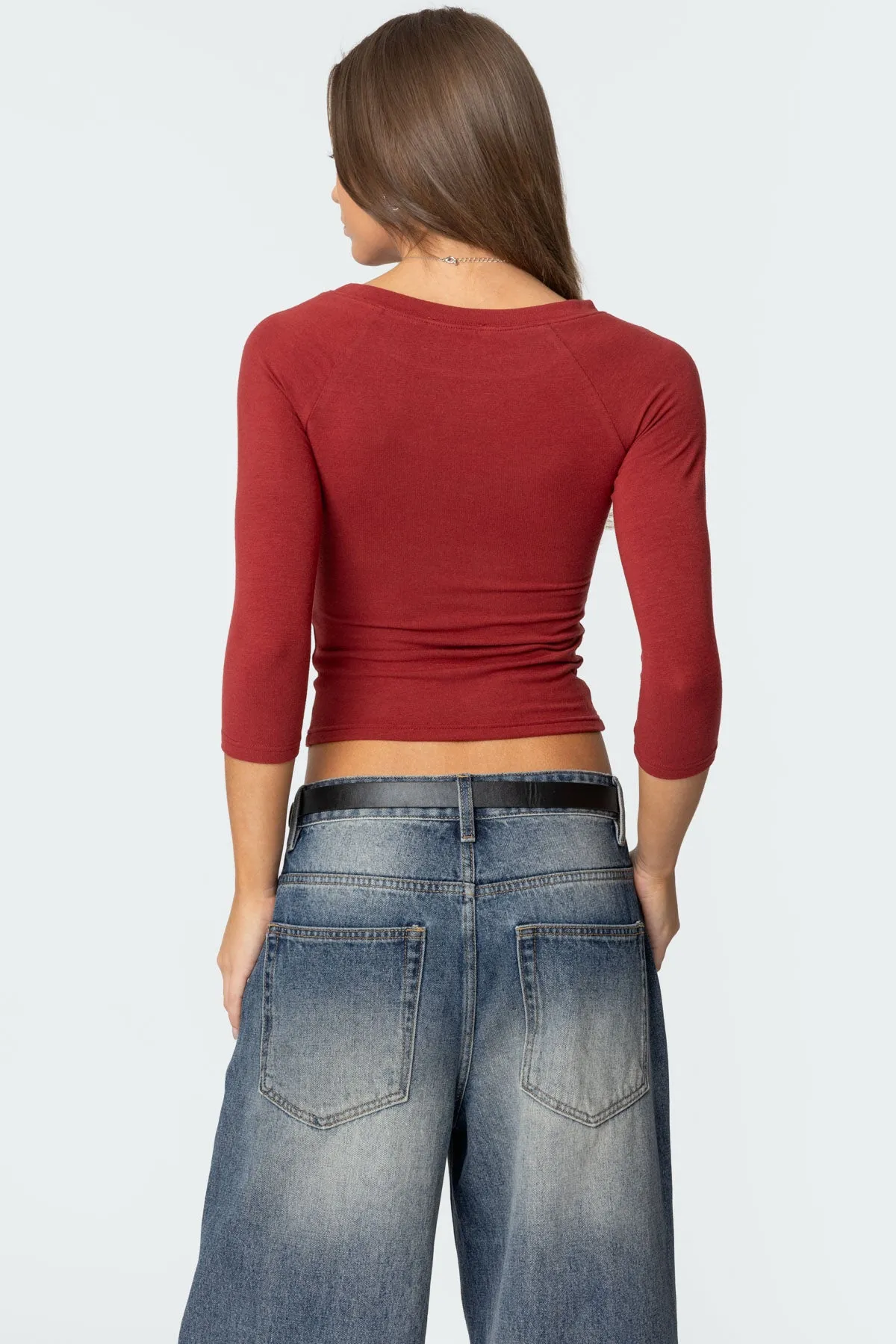 Mary Quarter Sleeve Wide Neck Top sold by Edikted product image thumbnail 5