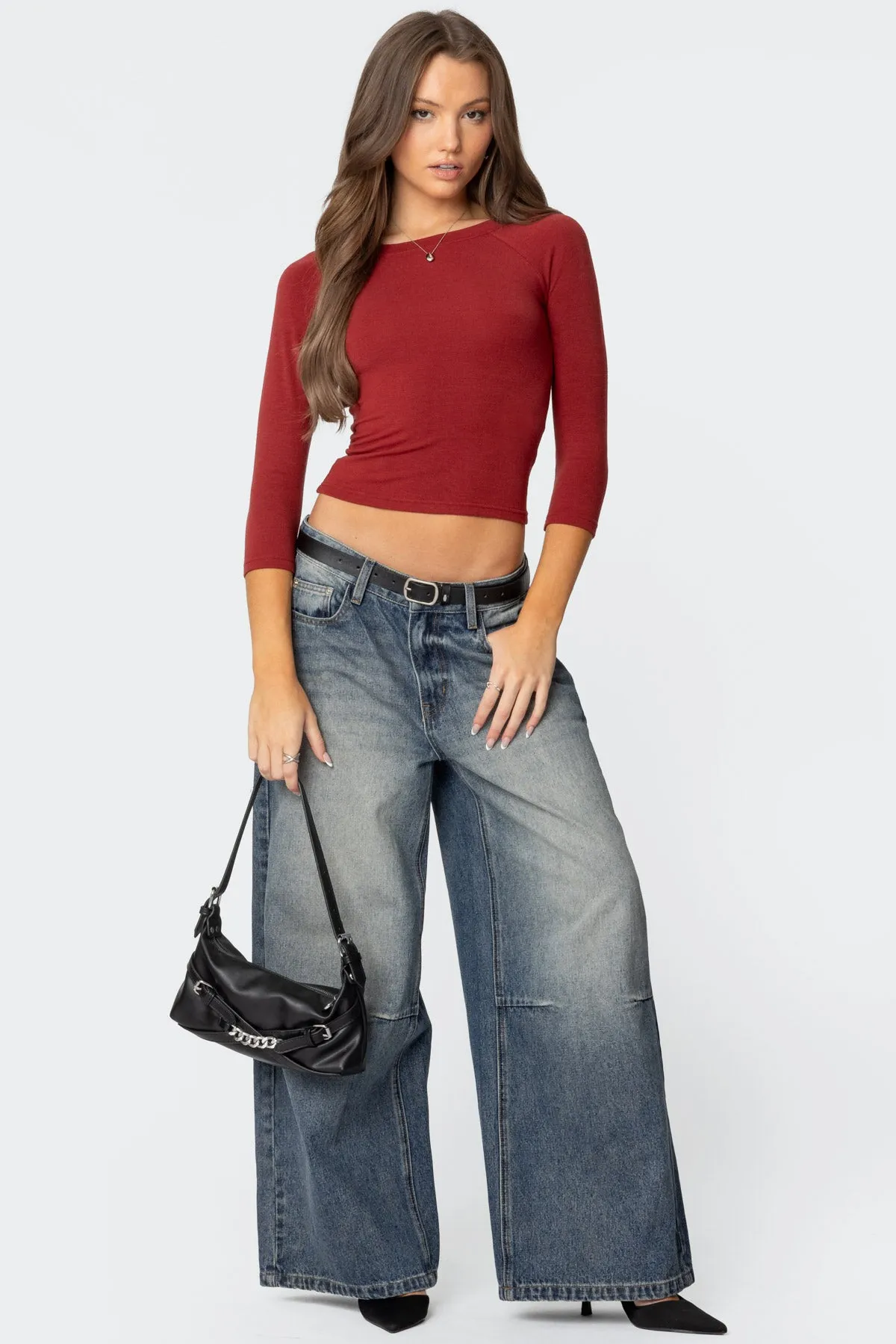 Mary Quarter Sleeve Wide Neck Top sold by Edikted product image thumbnail 2