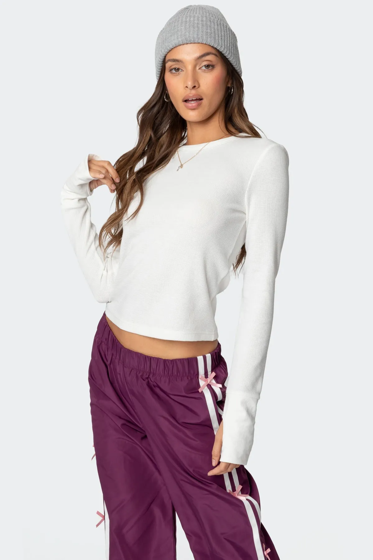 Waffle Long Sleeve T Shirt sold by Edikted product image thumbnail 3