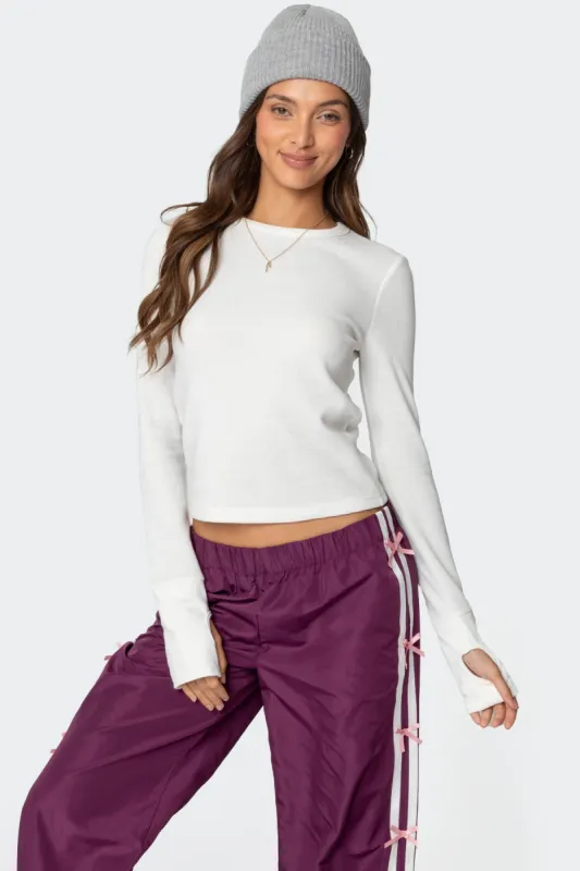 Waffle Long Sleeve T Shirt sold by Edikted