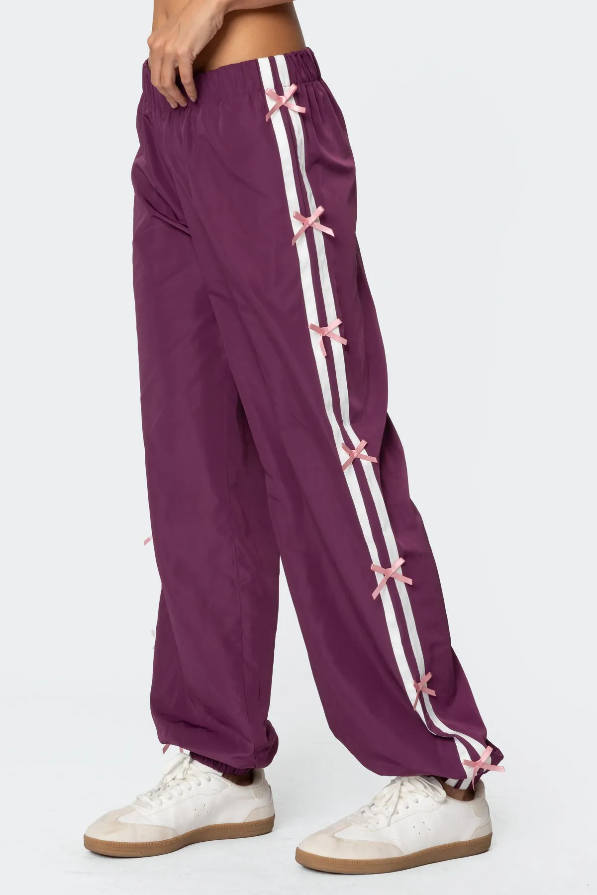 Bow Stripe Nylon Track Pants sold by Edikted product image thumbnail 4