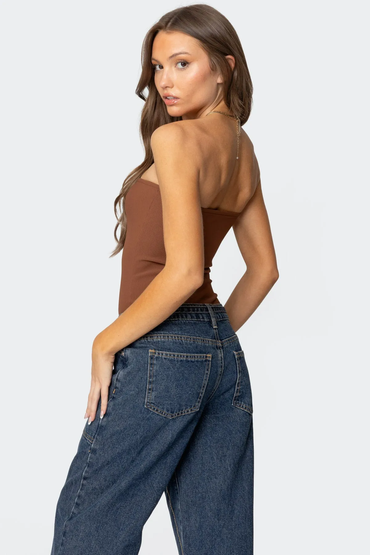 Loren Strapless Ribbed Bodysuit sold by Edikted product image thumbnail 5