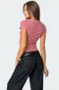 Kady Striped Henley T Shirt sold by Edikted