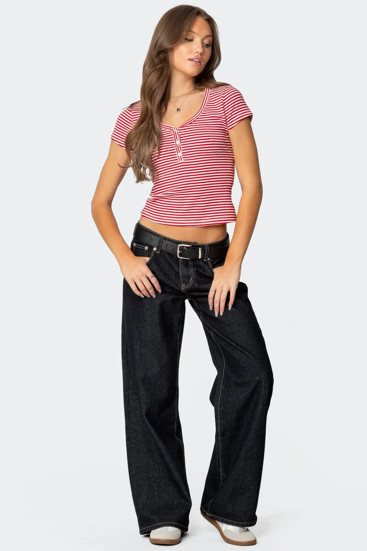 Kady Striped Henley T Shirt sold by Edikted product image thumbnail 2
