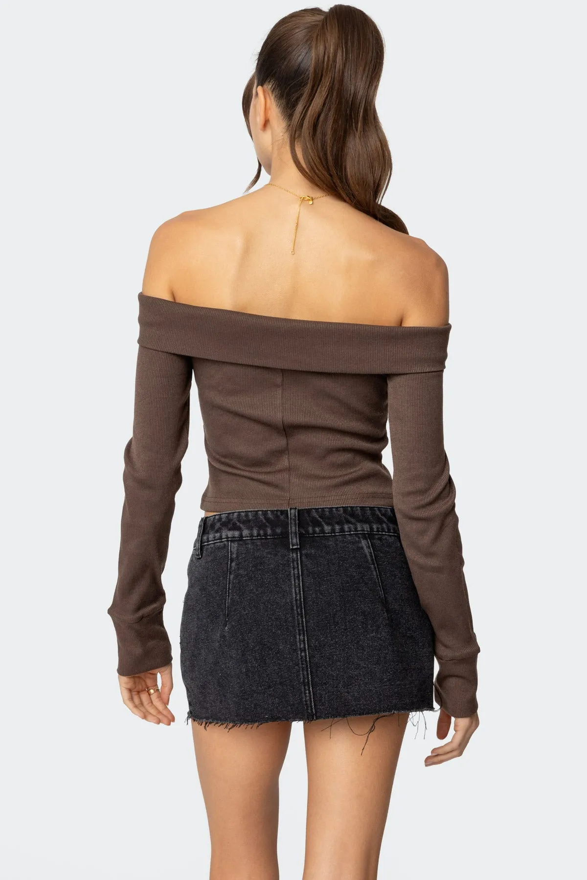 Clarissa Fold Over Ribbed Top sold by Edikted product image thumbnail 5