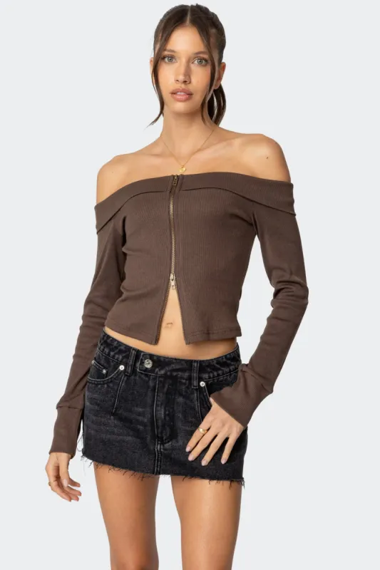 Clarissa Fold Over Ribbed Top sold by Edikted
