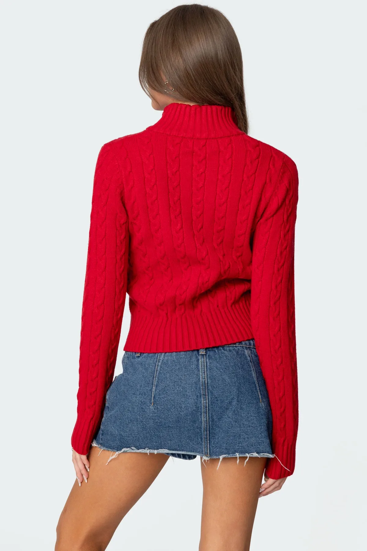Ryn Zip Up Cable Knit Cardigan sold by Edikted product image thumbnail 4