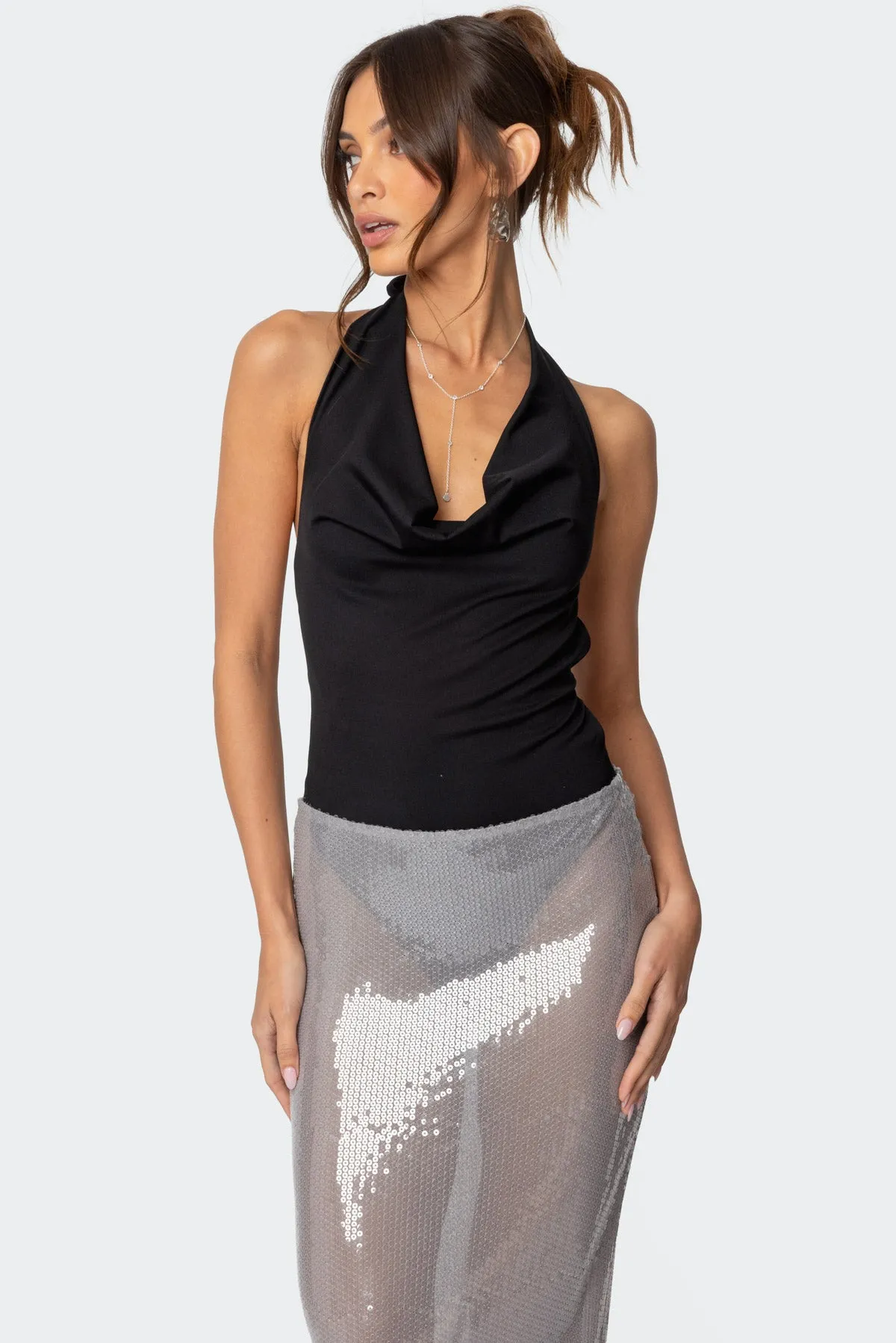 Backless Cowl Neck Bodysuit sold by Edikted product image thumbnail 3