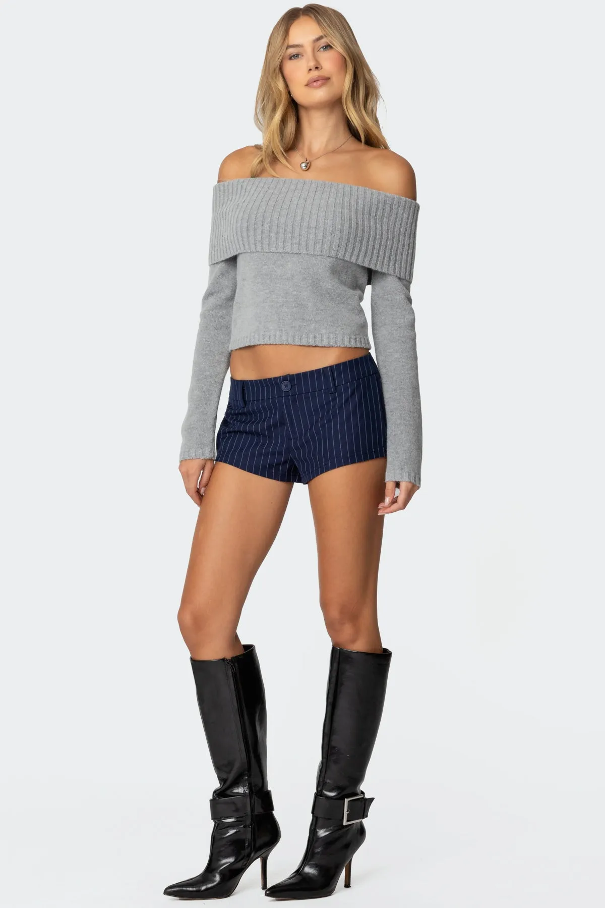 Harrison Pinstripe Micro Shorts sold by Edikted product image thumbnail 4