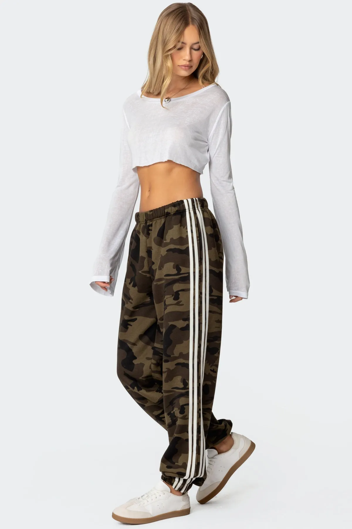 Camo Contrast Striped Sweatpants sold by Edikted product image thumbnail 3