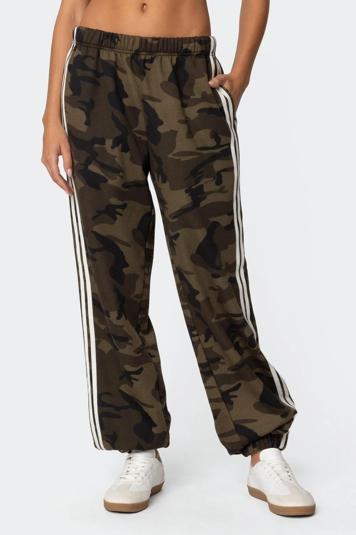 Camo Contrast Striped Sweatpants sold by Edikted product image thumbnail 4