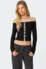 Contrast Bow Off Shoulder Top sold by Edikted