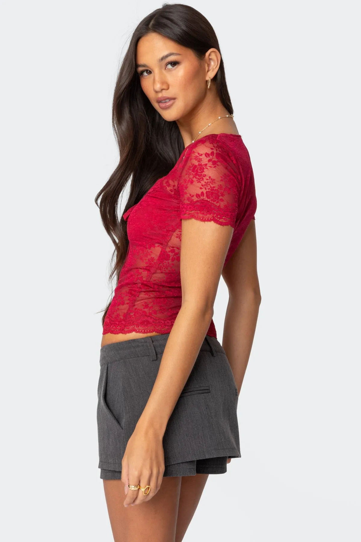 Roxana Sheer Lace Top sold by Edikted product image thumbnail 4