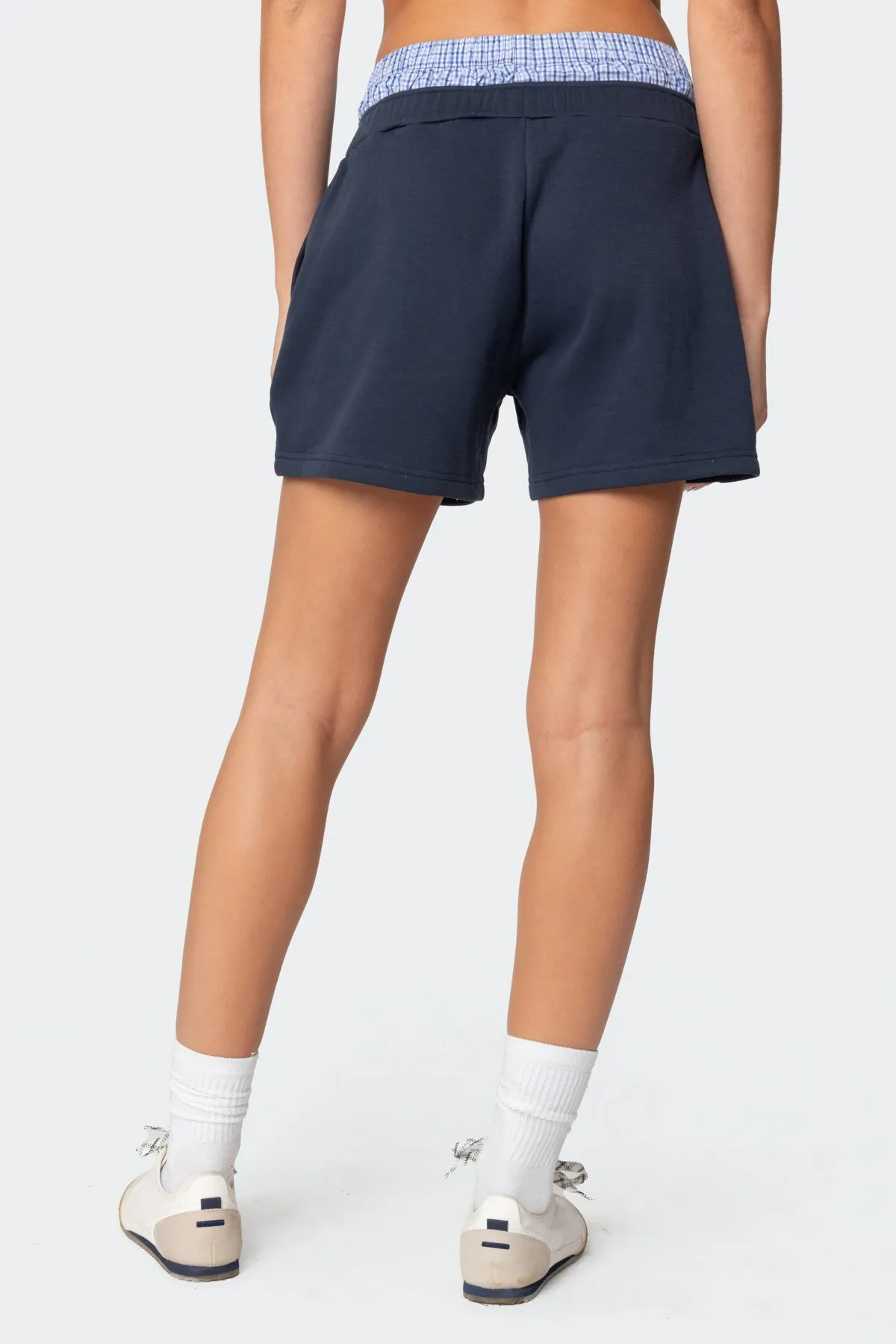 Plaid Boxer Detail Sweat Shorts sold by Edikted product image thumbnail 4