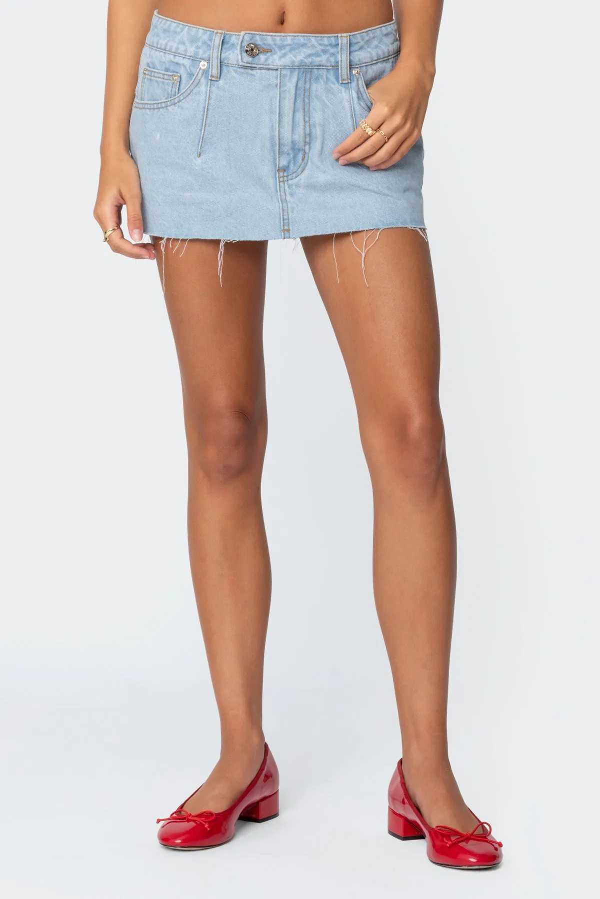 Clementine Low Rise Denim Micro Skort sold by Edikted product image thumbnail 2