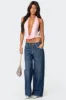 Contrast Stitch Low Rise Boyfriend Jeans sold by Edikted