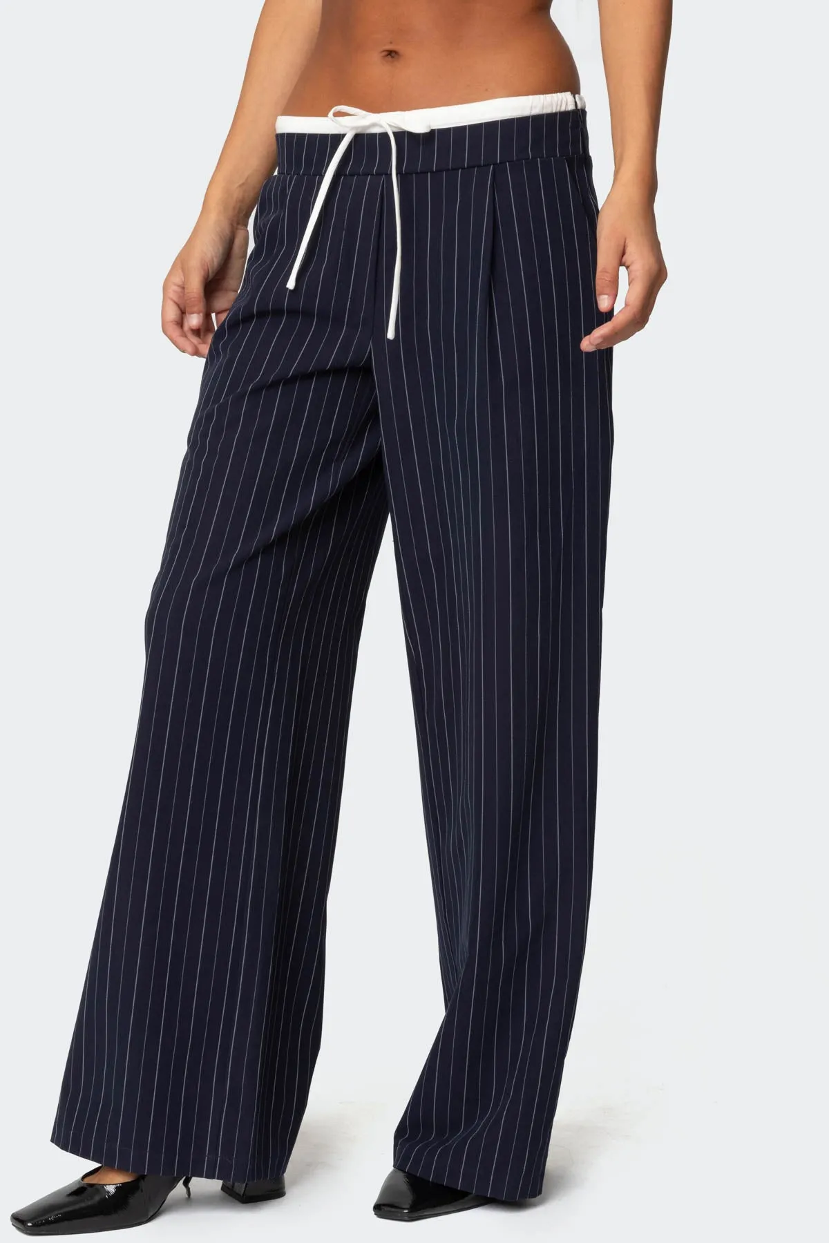 Pinstripe Peekaboo Drawstring Pants sold by Edikted product image thumbnail 3