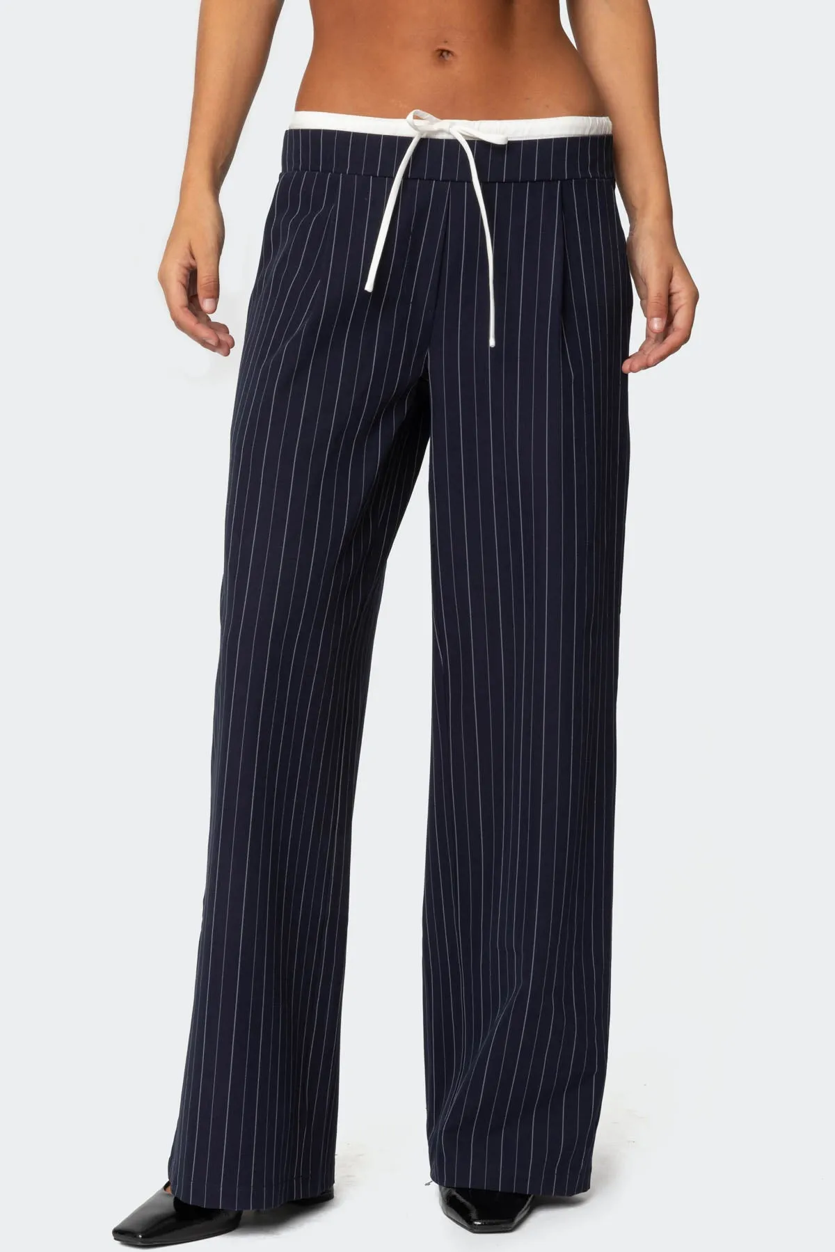 Pinstripe Peekaboo Drawstring Pants sold by Edikted product image thumbnail 2