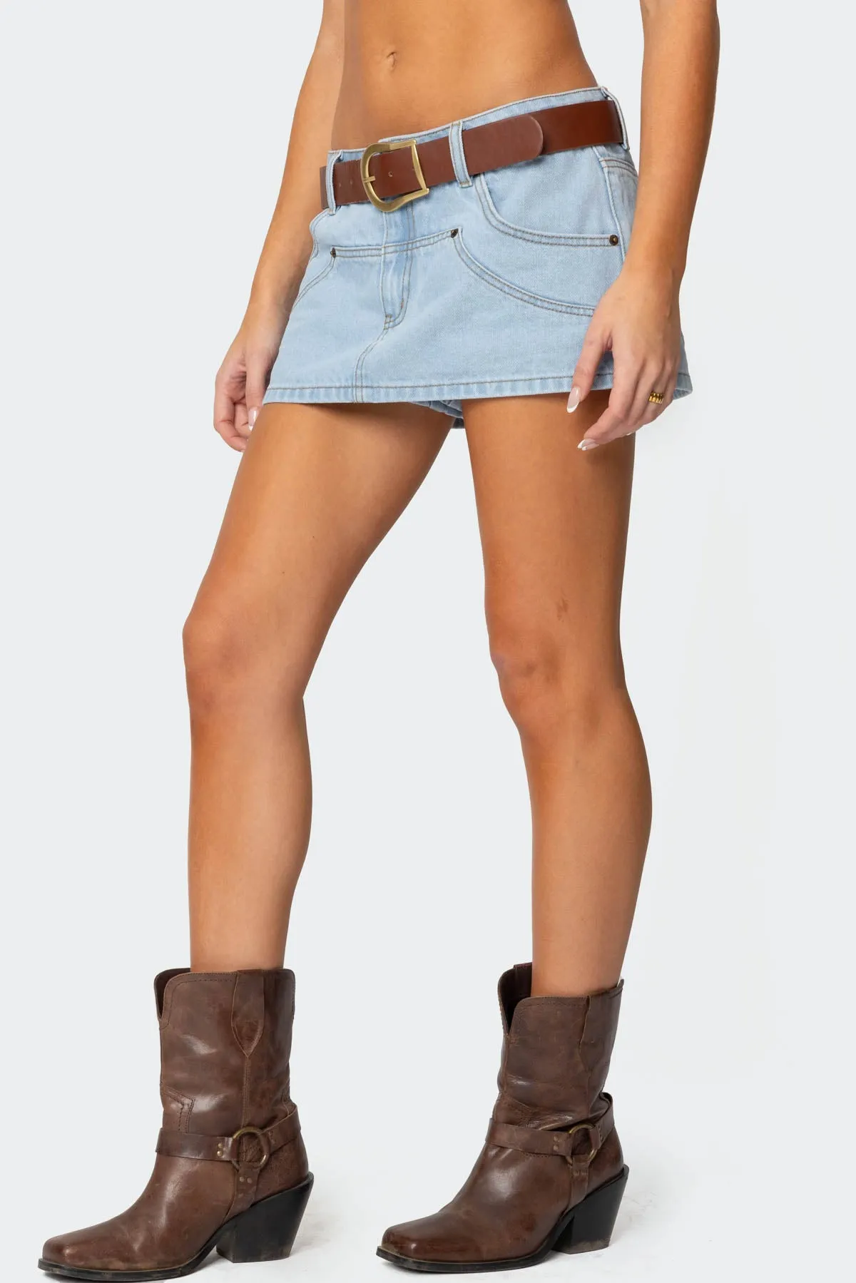 Stitched Up Denim Mini Skort sold by Edikted product image thumbnail 3