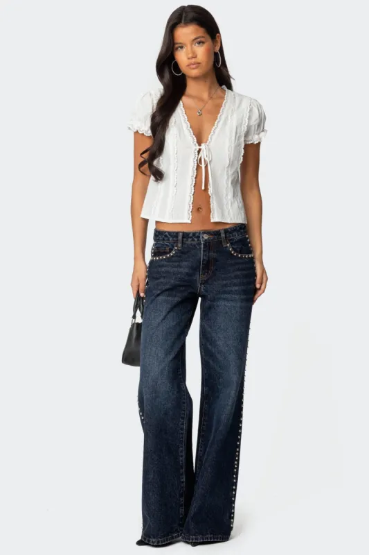 Stassie Studded Low Rise Jeans sold by Edikted