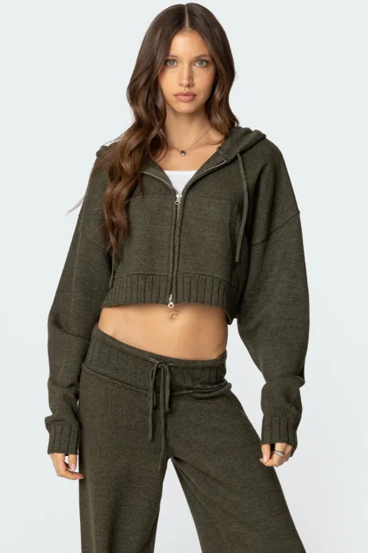 Russell Knit Hooded Cardigan sold by Edikted