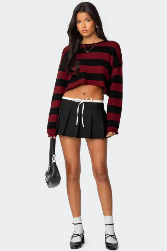 Contrast Drawstring Pleated Mini Skort sold by Edikted