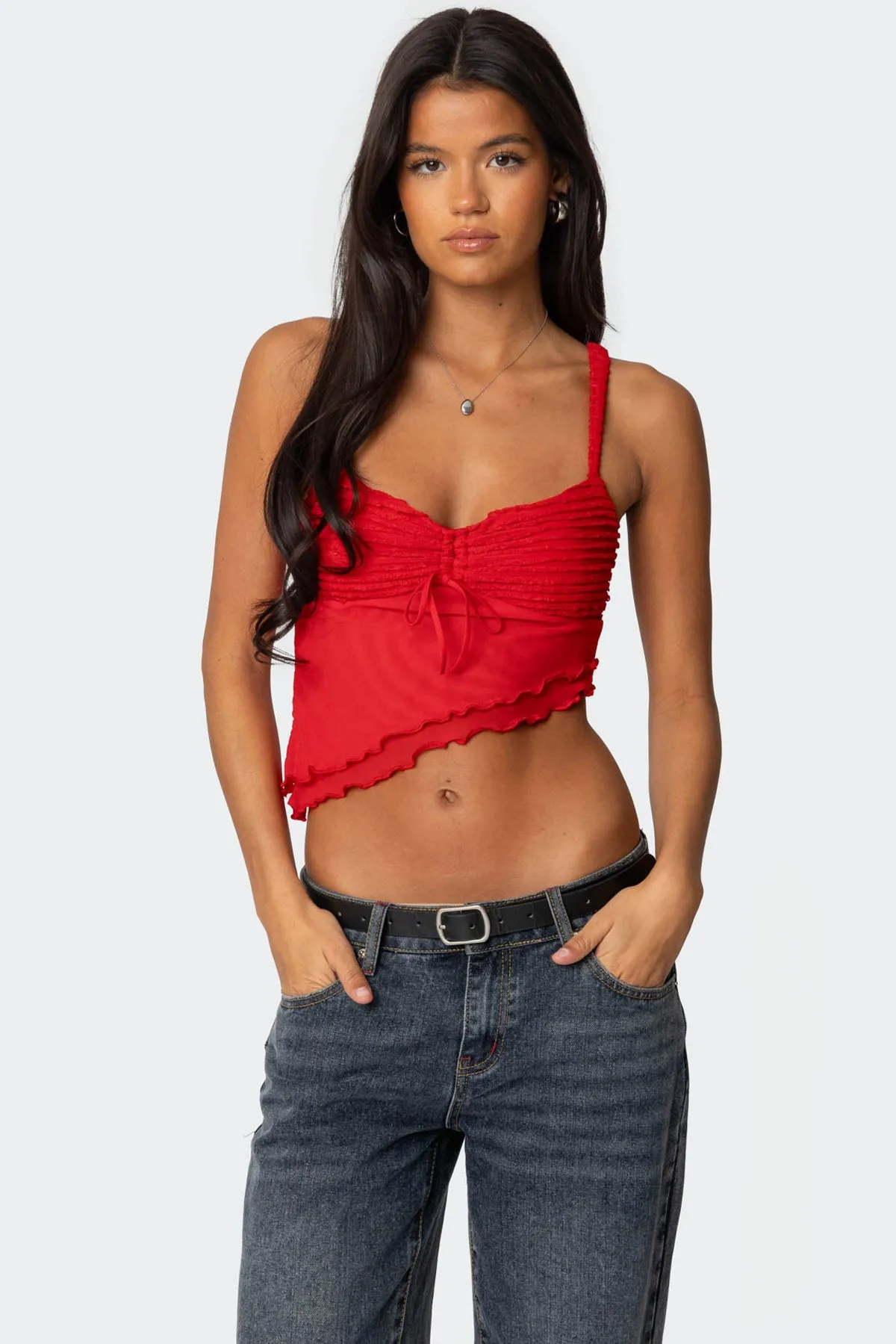 Ruffled Asymmetric Tank Top sold by Edikted