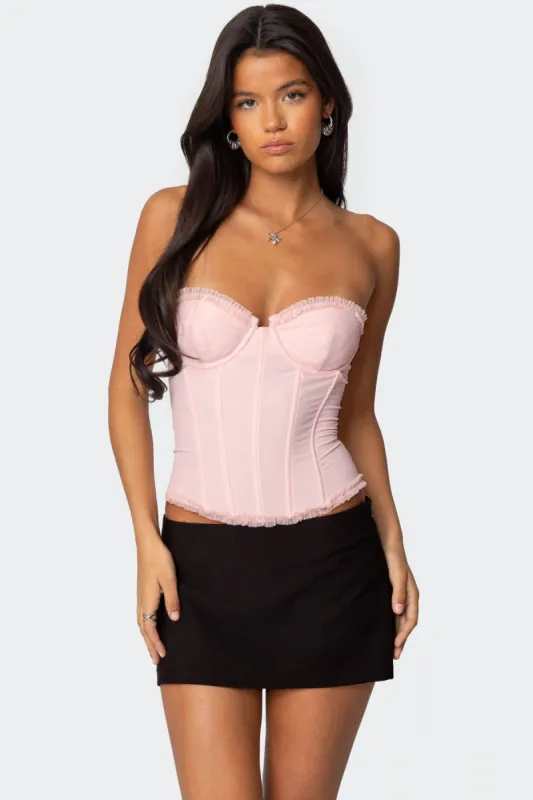 Deirdre Mesh Lace Up Corset sold by Edikted