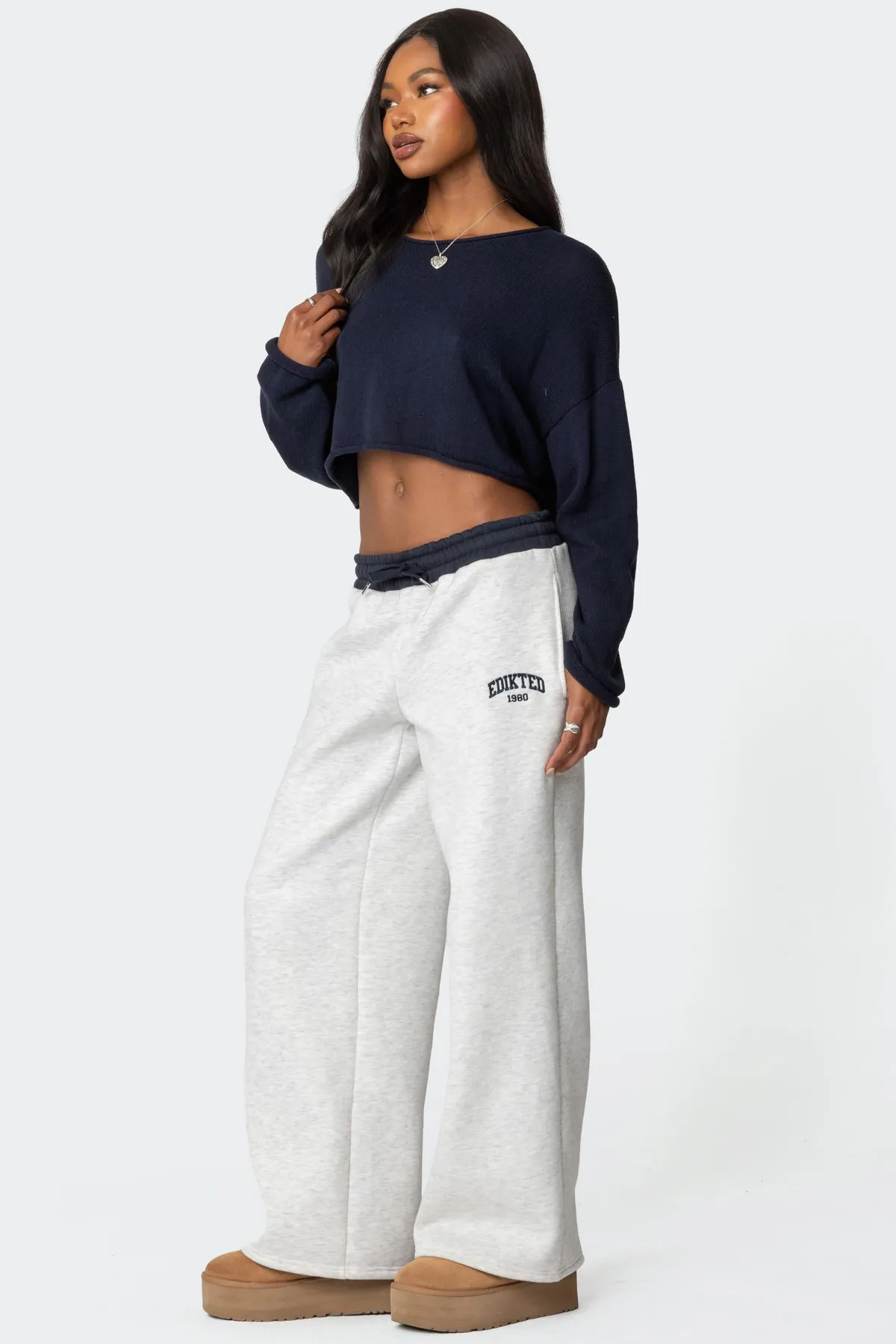Edikted Contrast Embroidered Sweatpants sold by Edikted product image thumbnail 3