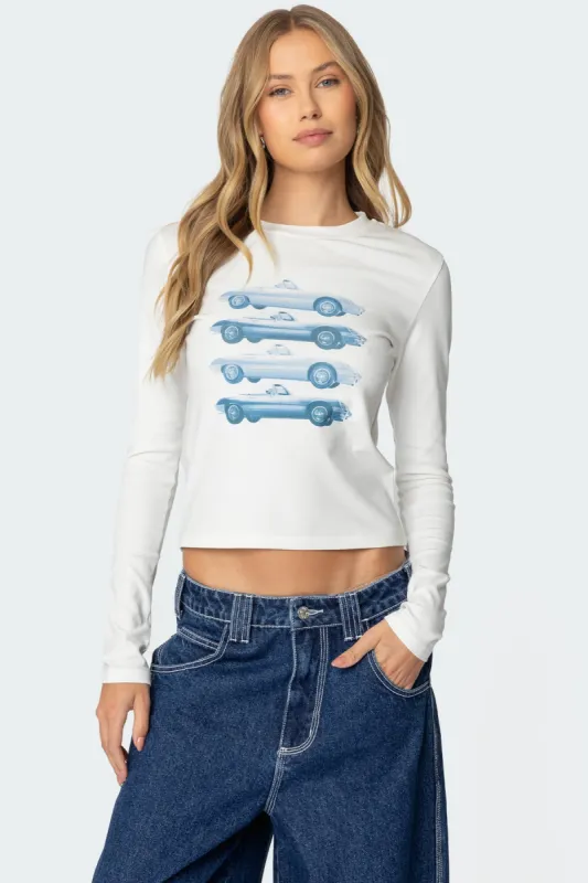 Car Club Long Sleeve T Shirt sold by Edikted