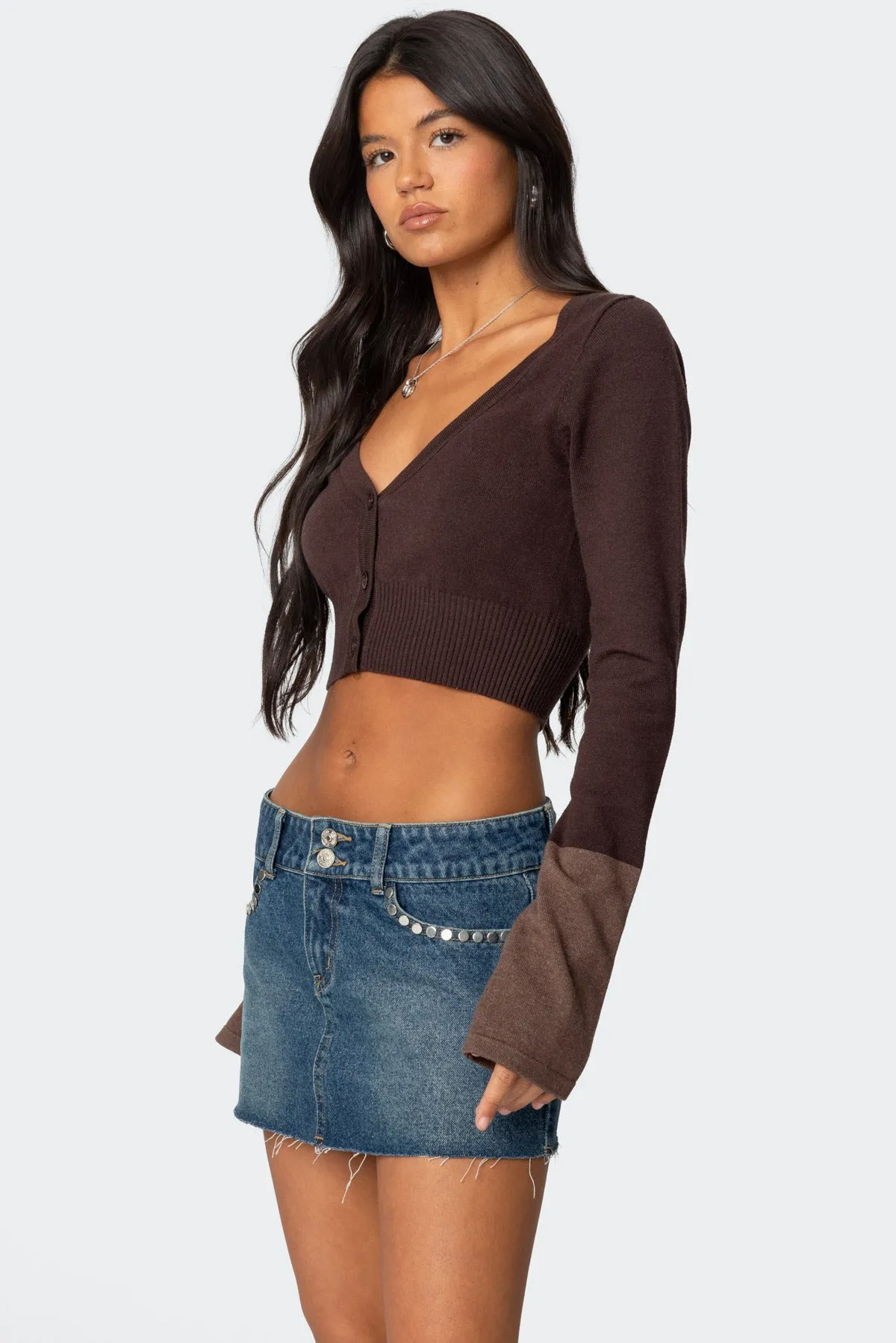 Color Block Flared Sleeve Cardigan sold by Edikted product image thumbnail 3