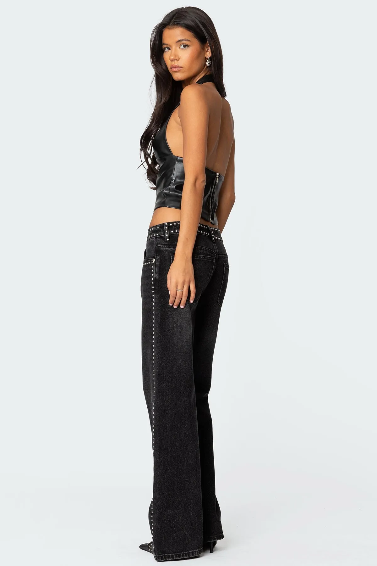 Tana Faux Leather Halter Top sold by Edikted product image thumbnail 2