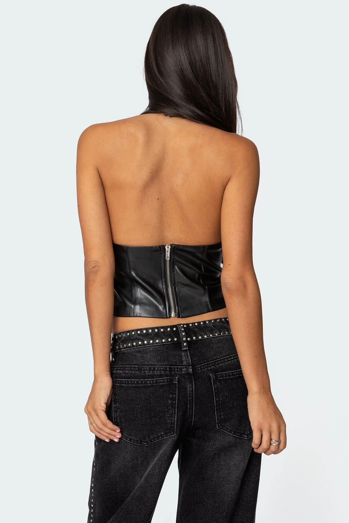 Tana Faux Leather Halter Top sold by Edikted product image thumbnail 4