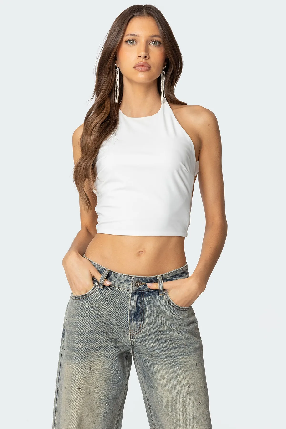 Caity Backless High Neck Top sold by Edikted product image thumbnail 3