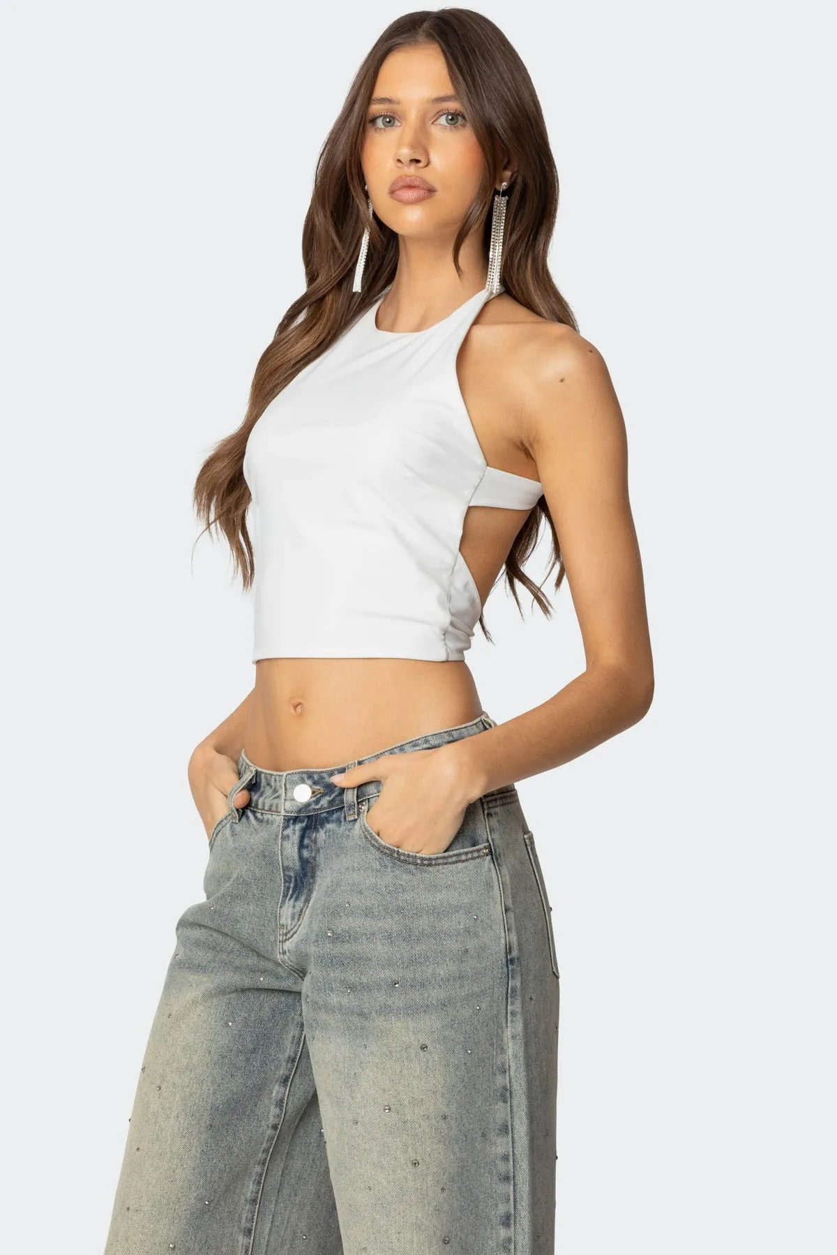 Caity Backless High Neck Top sold by Edikted product image thumbnail 4