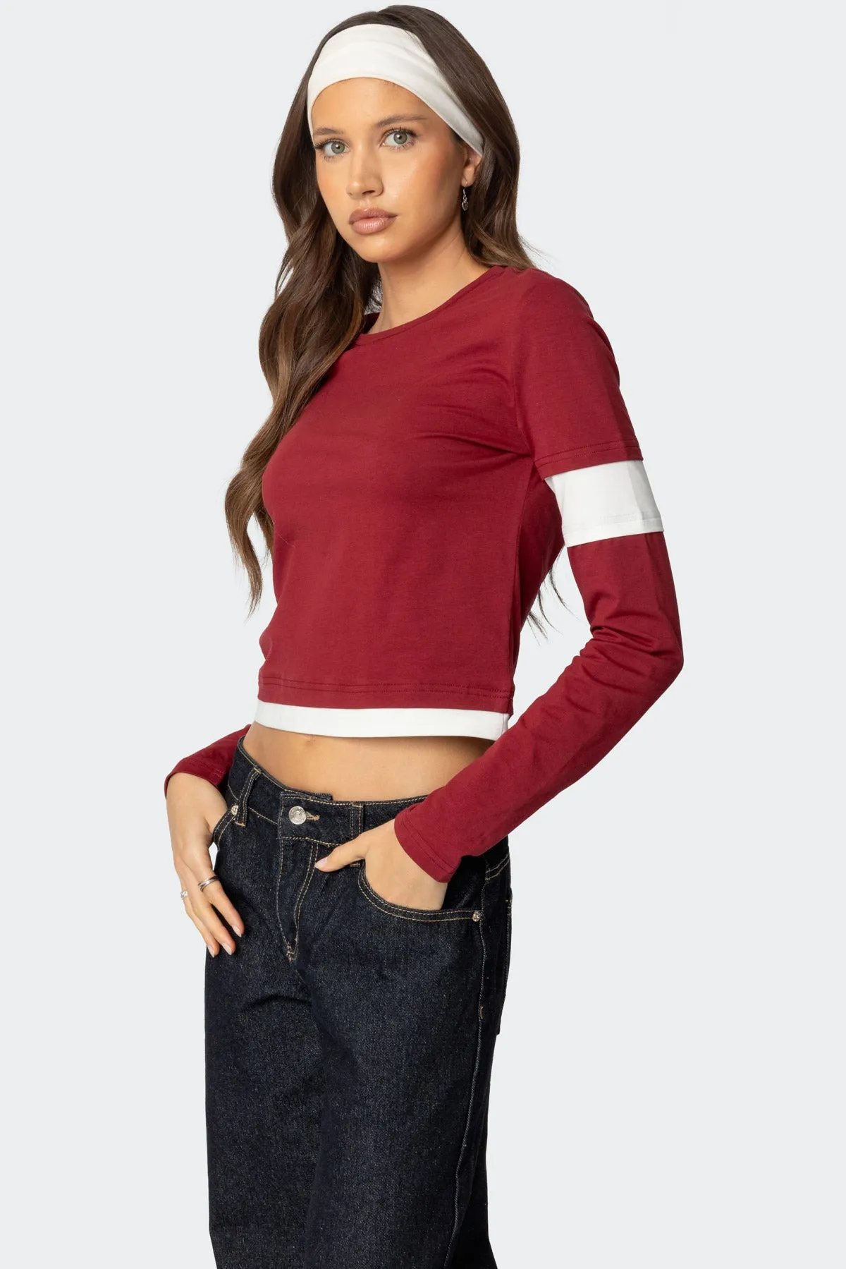 Paula Layered Long Sleeve T Shirt sold by Edikted product image thumbnail 3
